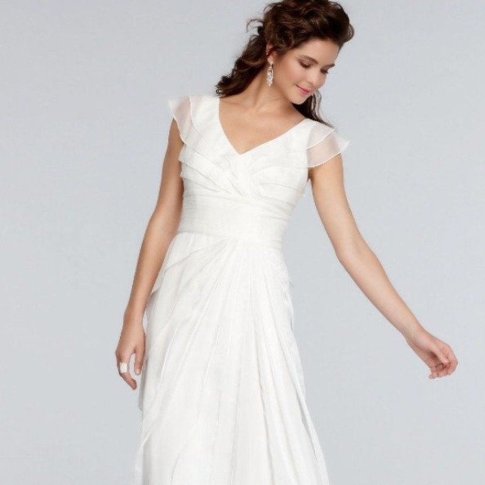 Adrianna Papell Tiered Silk Chiffon Gown Wore Once